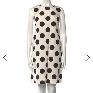Carolina Herrera Cream Shift Dress with Black Polka Dots